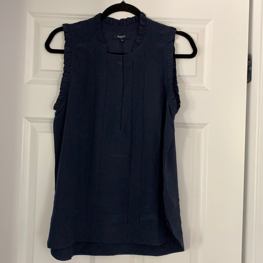 Madewell navy silk sleeveless blouse
